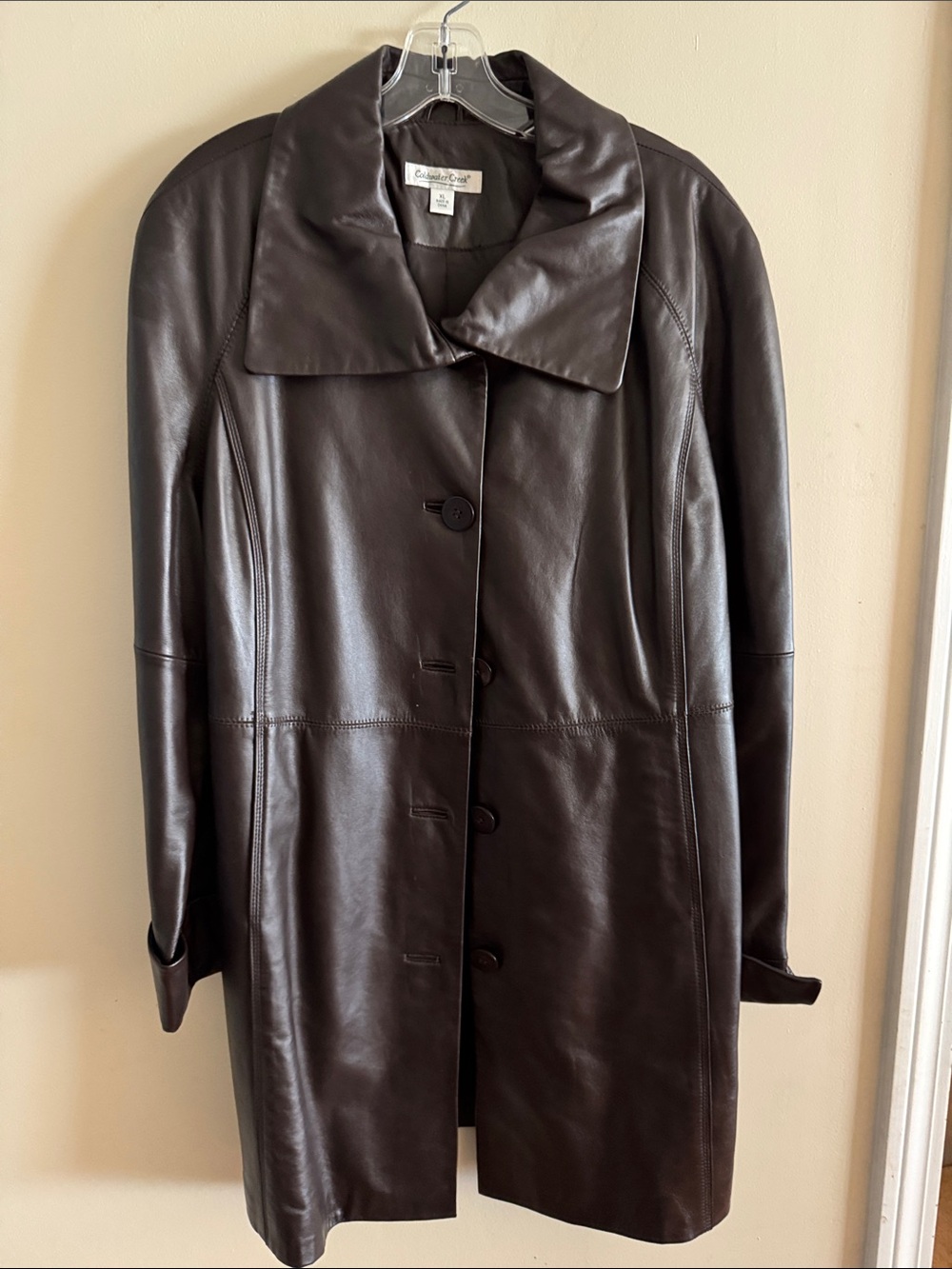 Coldwater Creek Dark Brown Leather Button-Up Jacket